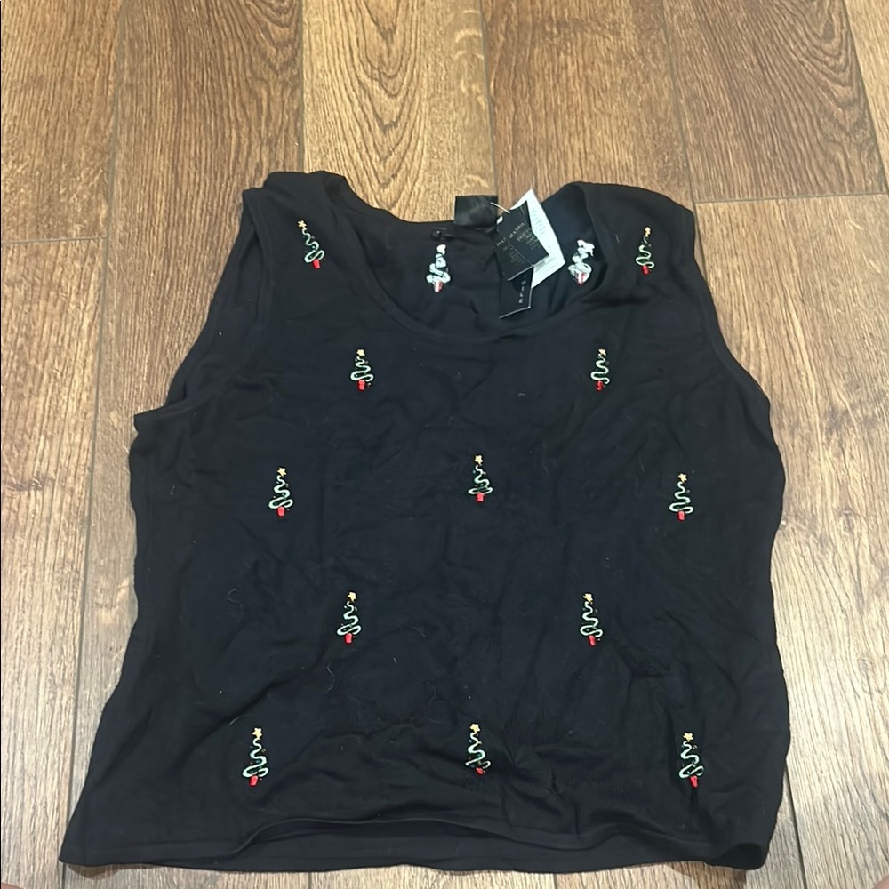 Elegant Black Embroidered Tank Top